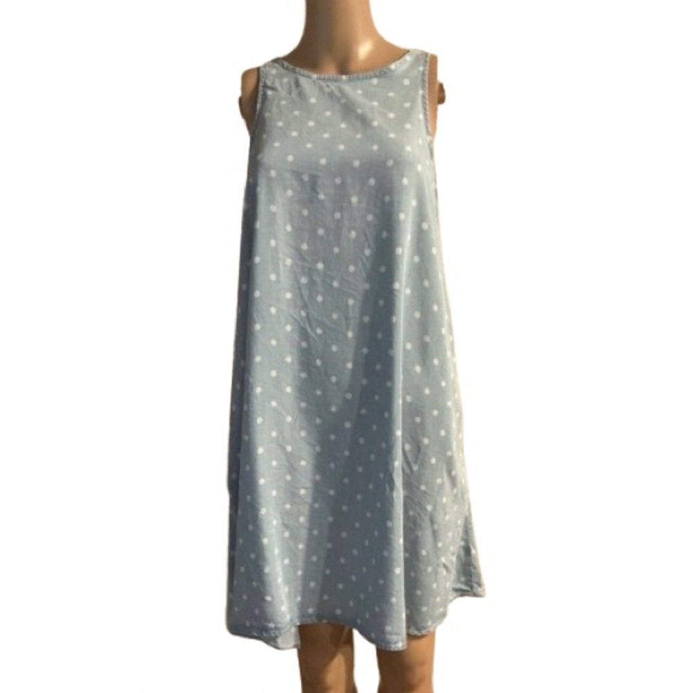 Polka Dot Sleeveless Dress with Pockets - Size M